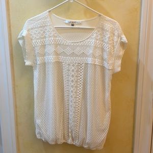 Max Studio off-white/beige lace top.  Size Large.  It is a tad bit see through.